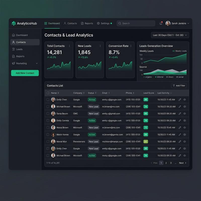 Data Leads Sourcing System Mockup